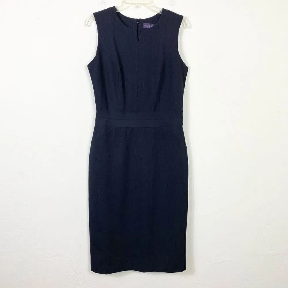 Long Tall Sally Black Notched Neckline Sleeveless Sheath Dress Size 8 Tall